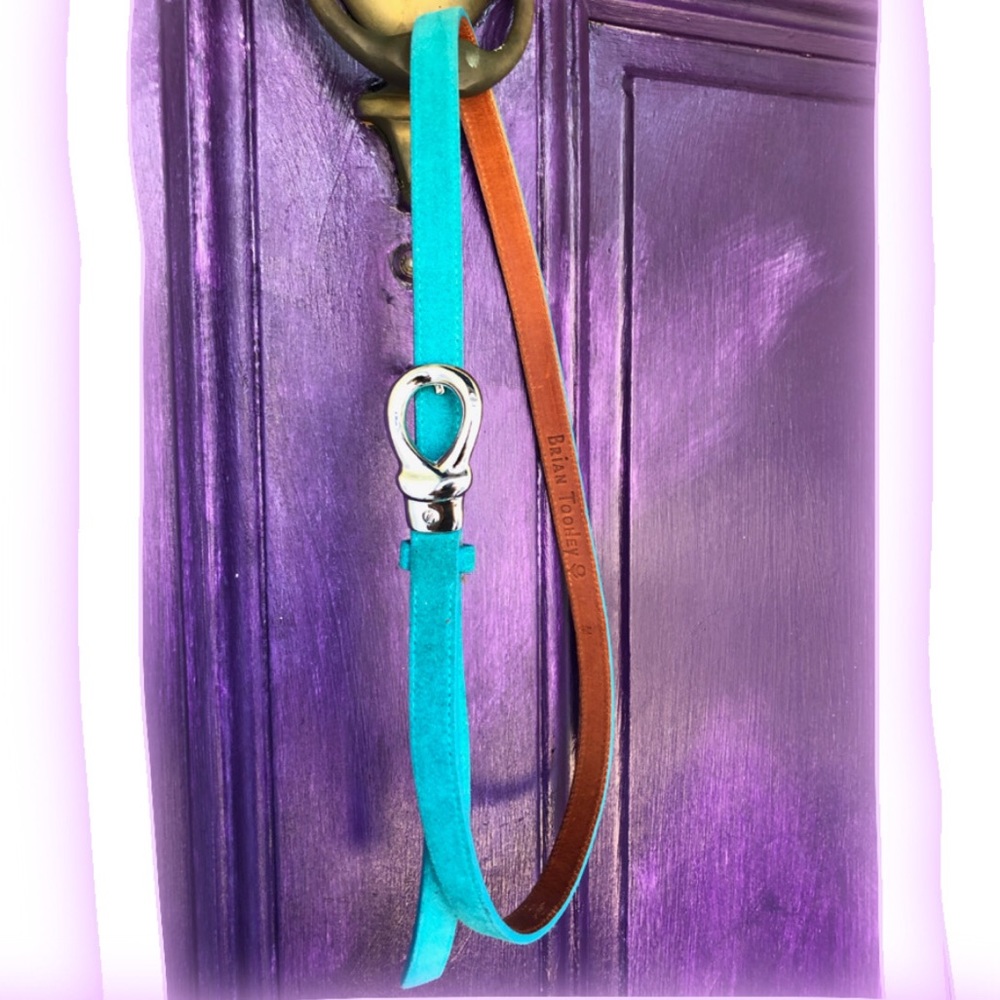 Brian Toohey Blue Suede and Sterling Belt, Sz. M